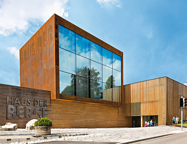 The picture shows the national park center Haus der Berge.