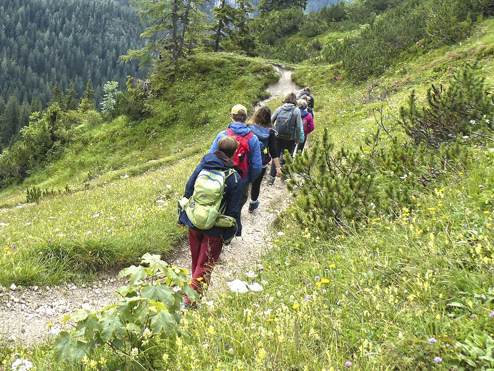 Group on hiking trail