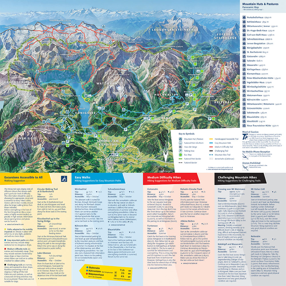 Hiking map with tour tips