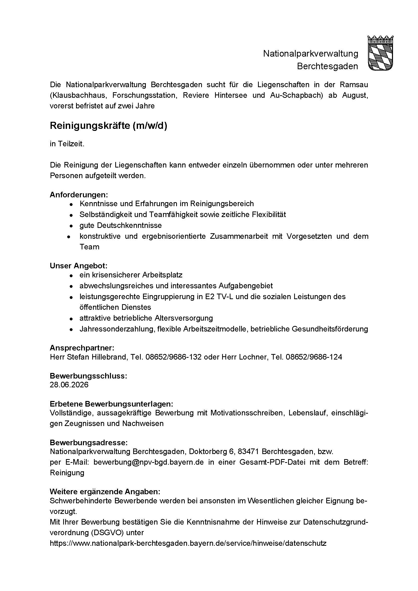 Aktuelle Stellenausschreibung